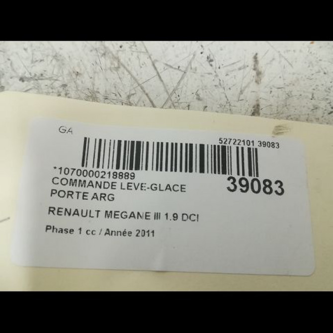 Commande leve-glace porte arrière gauche occasion RENAULT MEGANE III Phase 1 11-2008->01-2012 1.9 DCI 130ch 3