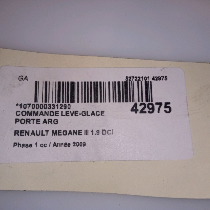 Commande leve-glace porte arrière gauche occasion RENAULT MEGANE III Phase 1 11-2008->01-2012 1.9 DCI 130ch 4