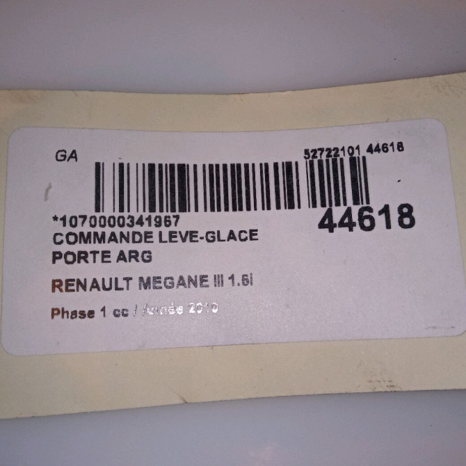 Commande leve-glace porte arrière gauche occasion RENAULT MEGANE III Phase 1 11-2008->01-2012 1.6i 16v 110ch 4