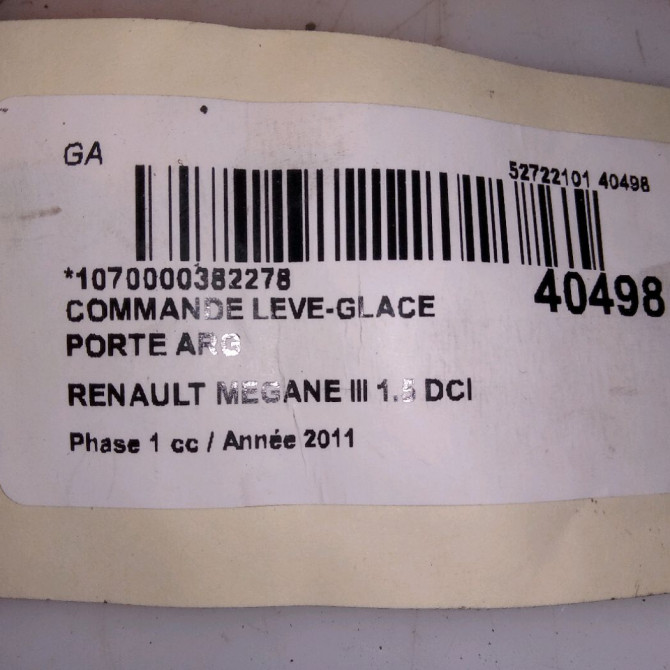 Commande leve-glace porte arrière gauche occasion RENAULT MEGANE III Phase 1 11-2008->01-2012 1.5 DCI 110ch 4