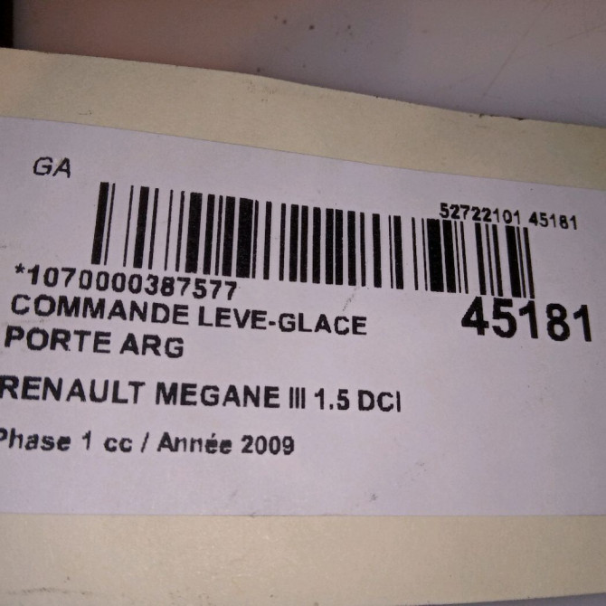 Commande leve-glace porte arrière gauche occasion RENAULT MEGANE III Phase 1 11-2008->01-2012 1.5 DCI 85ch 5