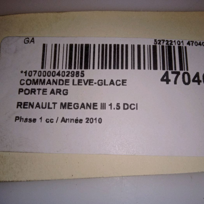 Commande leve-glace porte arrière gauche occasion RENAULT MEGANE III Phase 1 11-2008->01-2012 1.5 DCI 110ch 5