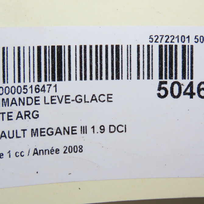 Commande leve-glace porte arrière gauche occasion RENAULT MEGANE III Phase 1 11-2008->01-2012 1.9 DCI 130ch 5