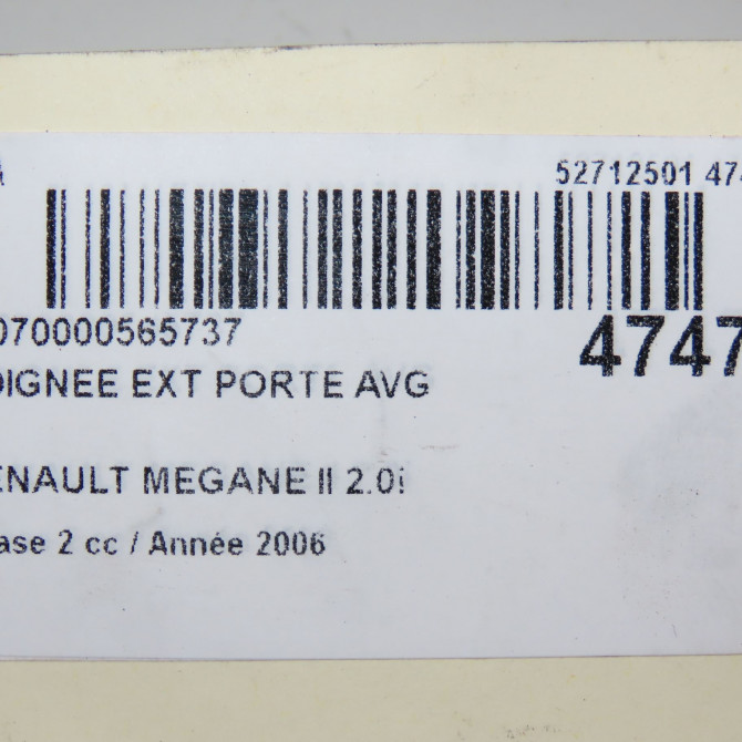 Poignee ext porte avg occasion RENAULT MEGANE II Phase 2 01-2006->06-2009 2.0i 225ch 7701475145 5