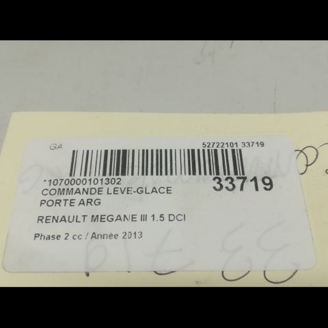 Commande leve-glace porte arrière gauche occasion RENAULT MEGANE III Phase 2 01-2012->06-2014 1.5 DCI 8v 110ch 4