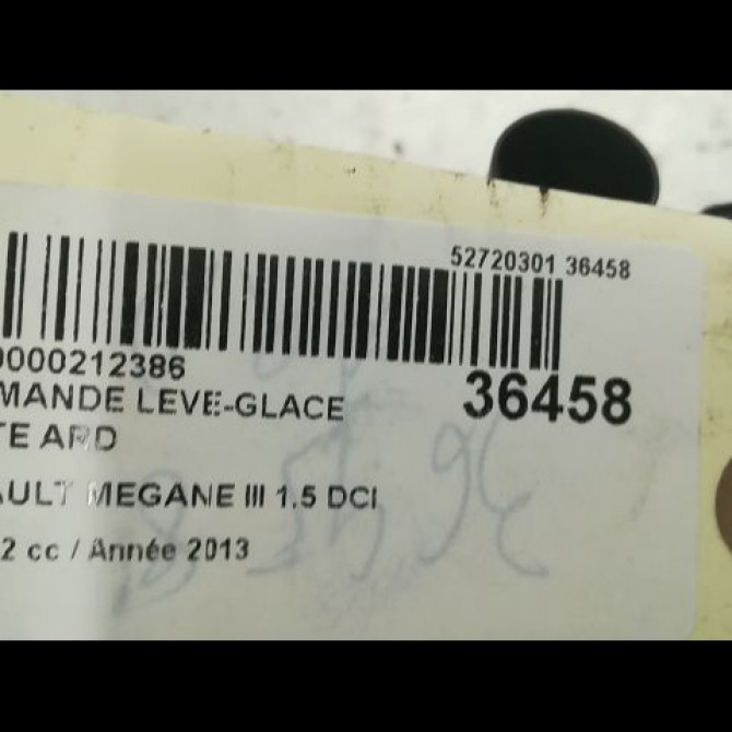 Commande leve-glace porte arrière droite occasion RENAULT MEGANE III Phase 2 01-2012->06-2014 1.5 DCI 110ch 3
