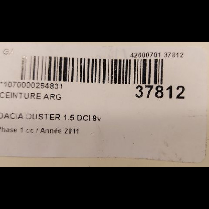 Ceinture arrière gauche occasion DACIA DUSTER Phase 1 03-2010->12-2013 1.5 DCI 8v 110ch 8200751262 4