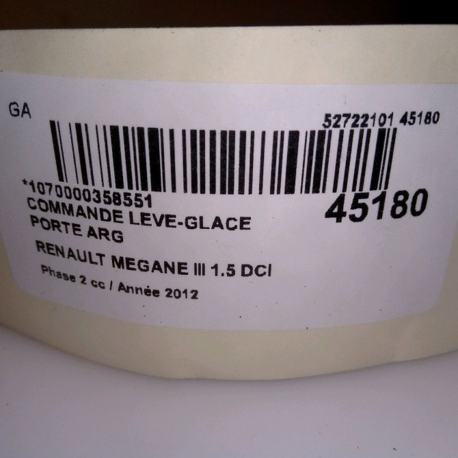 Commande leve-glace porte arrière gauche occasion RENAULT MEGANE III Phase 2 01-2012->06-2014 1.5 DCI 110ch 4