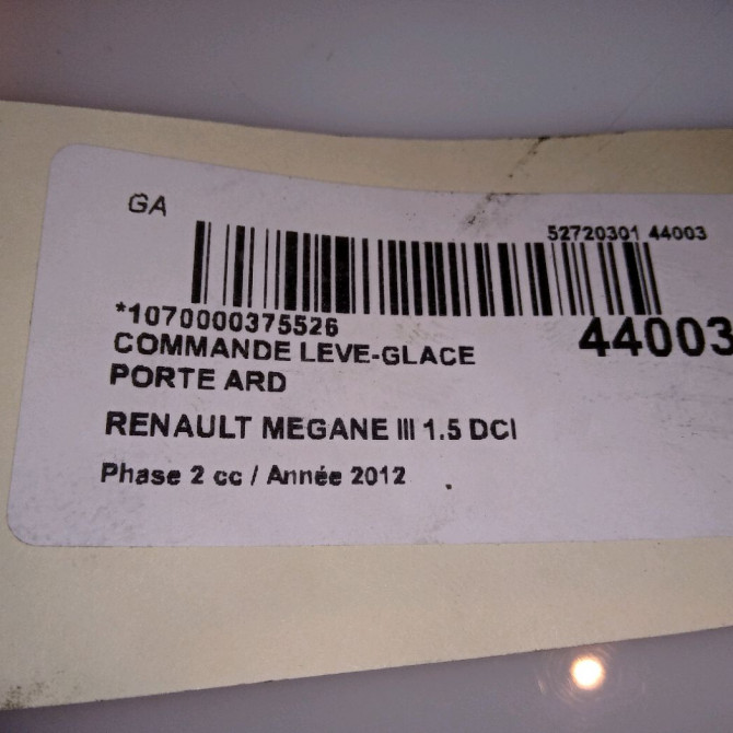 Commande leve-glace porte arrière droite occasion RENAULT MEGANE III Phase 2 01-2012->06-2014 1.5 DCI 90ch 4