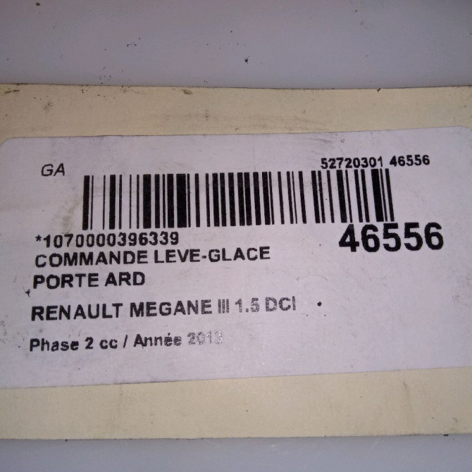 Commande leve-glace porte arrière droite occasion RENAULT MEGANE III Phase 2 01-2012->06-2014 1.5 DCI 110ch 5