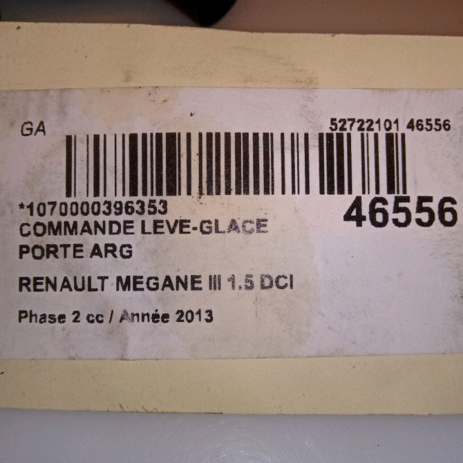 Commande leve-glace porte arrière gauche occasion RENAULT MEGANE III Phase 2 01-2012->06-2014 1.5 DCI 110ch 5