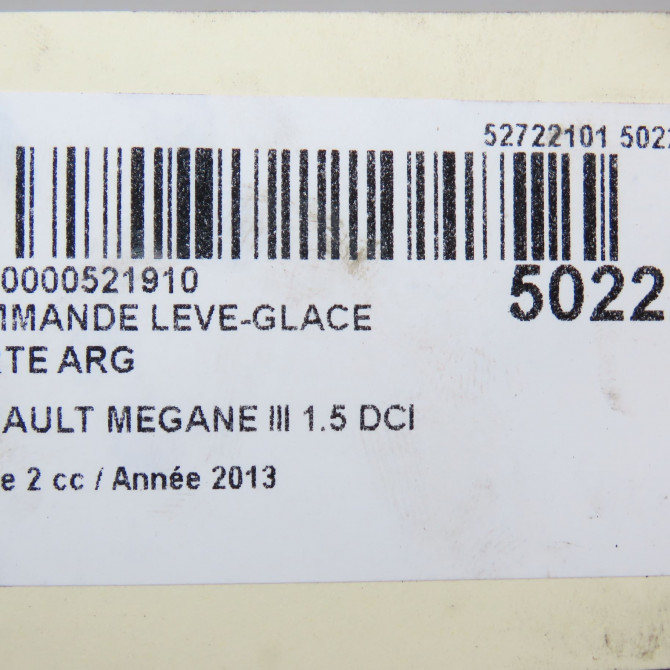 Commande leve-glace porte arrière gauche occasion RENAULT MEGANE III Phase 2 01-2012->06-2014 1.5 DCI 90ch 5