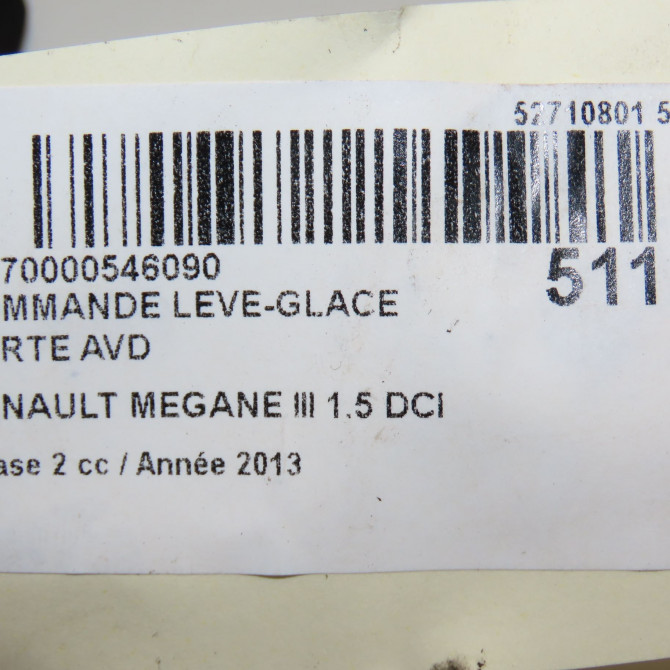 Commande lève-glace porte avant droite occasion RENAULT MEGANE III Phase 2 01-2012->06-2014 1.5 DCI 110ch 5