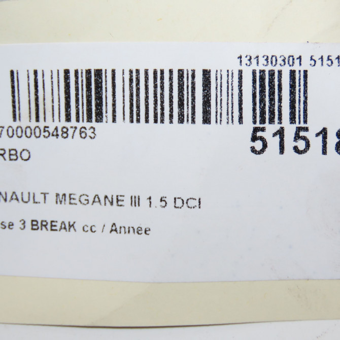 Turbo occasion RENAULT MEGANE III Phase 1 04-1995->04-1999 1.5 DCI 95ch 7701479077 6