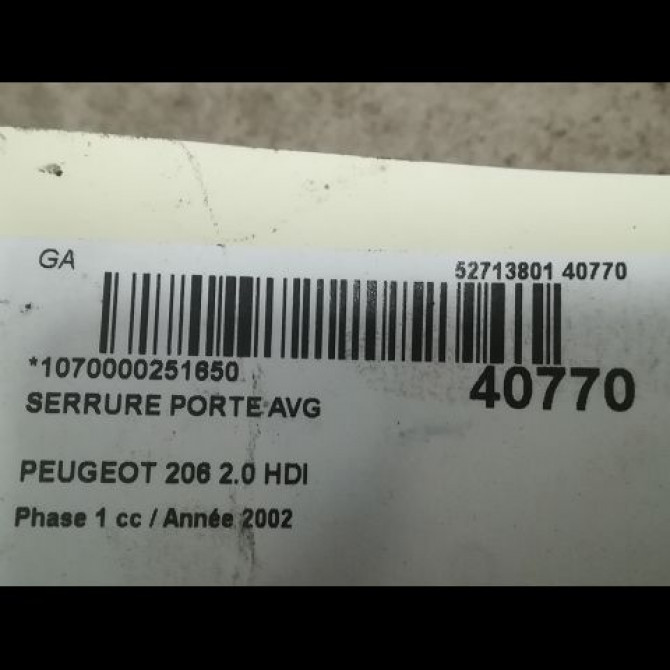 Serrure porte avg occasion PEUGEOT 206 Phase 1 09-1998->03-2009 2.0 HDI 9135H3 3