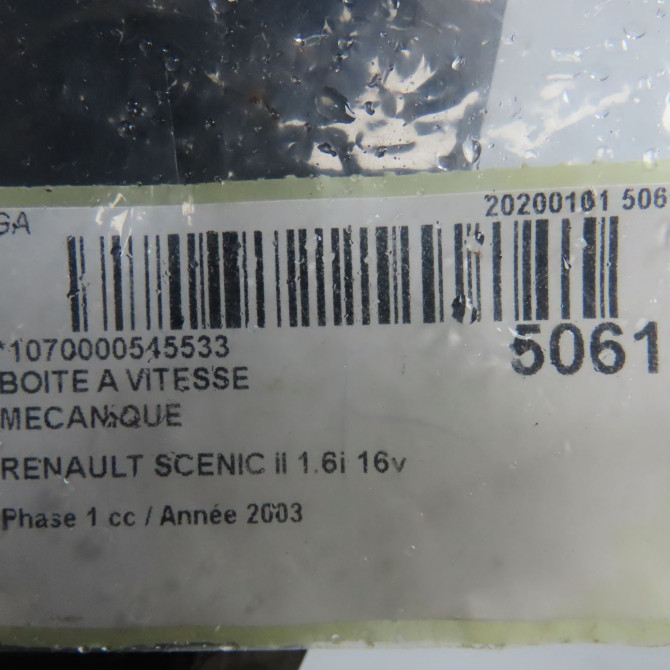 Boîte à vitesse mecanique occasion RENAULT SCENIC II Phase 1 03-2004->09-2006 1.6i 16v 7701723235 6