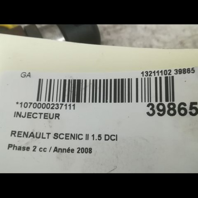 Injecteur occasion RENAULT SCENIC II Phase 2 09-2006->04-2009 1.5 DCI 105ch 3
