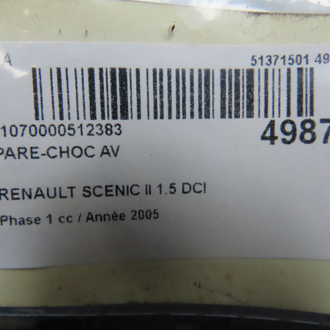 Pare-choc avant occasion RENAULT SCENIC II Phase 1 03-2004->09-2006 1.5 DCI 105ch 620225303R 6
