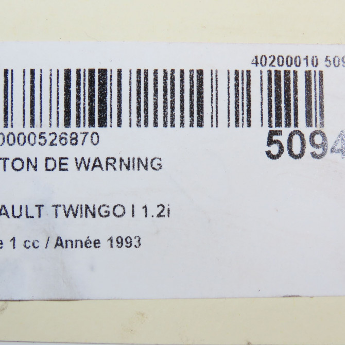 Bouton de warning occasion RENAULT TWINGO I Phase 1 04-1993->08-1998 1.2i 55ch 7700822444 4