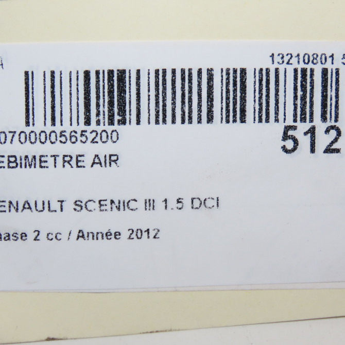 Debimetre air occasion RENAULT SCENIC III Phase 2 12-2011->03-2013 1.5 DCI 110ch 8200682558 6