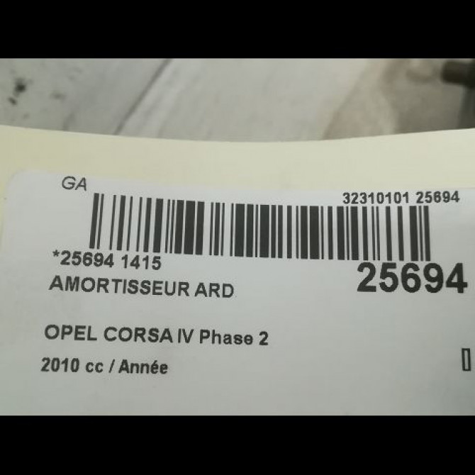 Amortisseur arrière droit occasion OPEL CORSA IV Phase 2 01-2011->03-2015 95507194 2