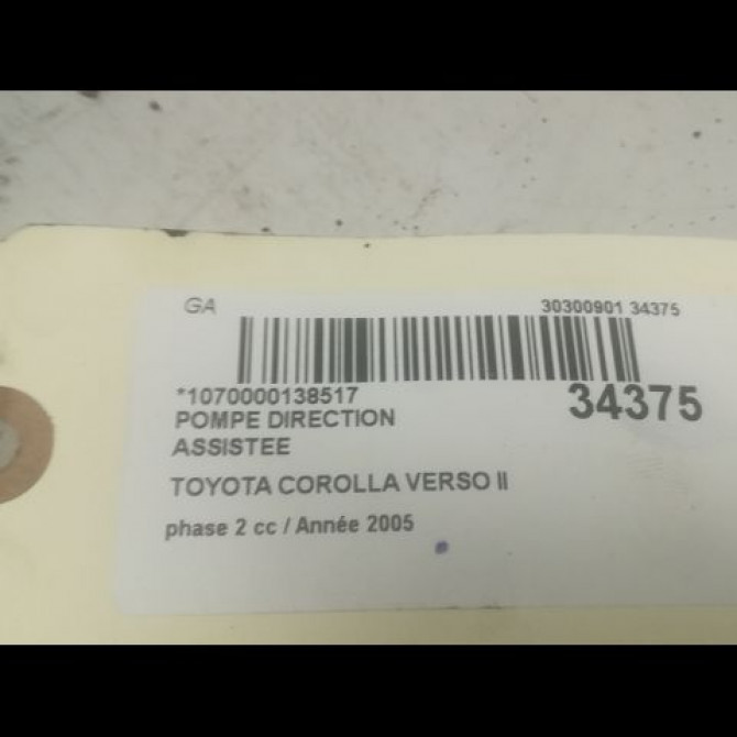 Pompe direction assistee occasion TOYOTA COROLLA VERSO II phase 2 06-2007->05-2009 2.2D 136ch 4431005120 3