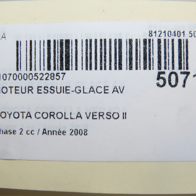 Moteur essuie-glace avant occasion TOYOTA COROLLA VERSO II phase 2 06-2007->05-2009 2.2D 136ch 851100F050 6