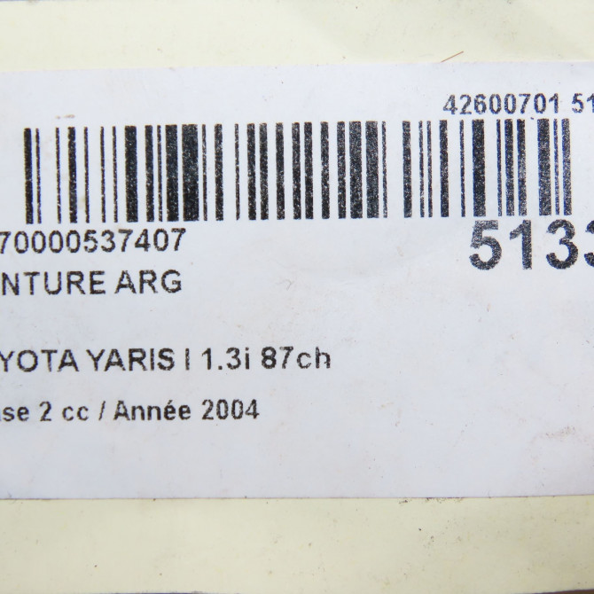 Ceinture arrière gauche occasion TOYOTA YARIS I Phase 2 03-2003->12-2005 1.3i 87ch 733700D011C3 5