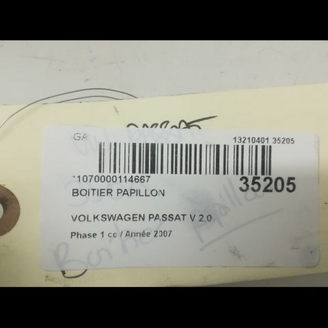 Boitier papillon occasion VOLKSWAGEN PASSAT V Phase 1 03-2005->10-2010 2.0 TDI 140ch 5