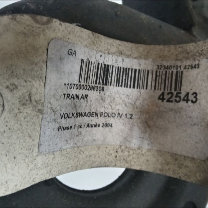 Train arrière occasion VOLKSWAGEN POLO IV Phase 1 01-2002->05-2005 1.2 55ch 3