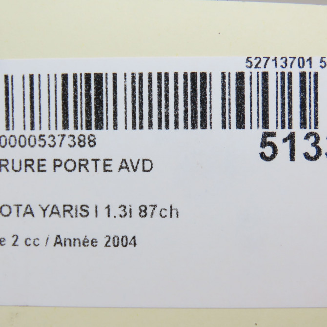 Serrure porte avd occasion TOYOTA YARIS I Phase 2 03-2003->12-2005 1.3i 87ch 693100D021 5