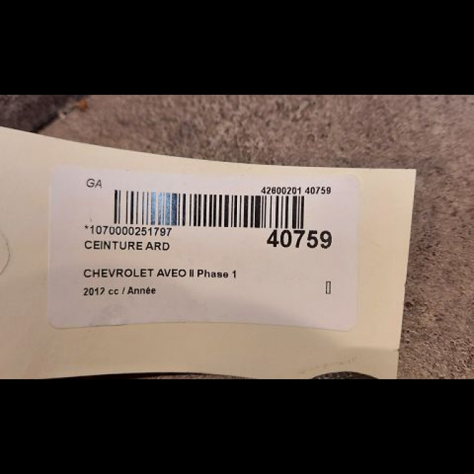 Ceinture arrière droite occasion CHEVROLET AVEO II AVEO II Phase 1 2011-06-01->2015-06-30 95414404 4