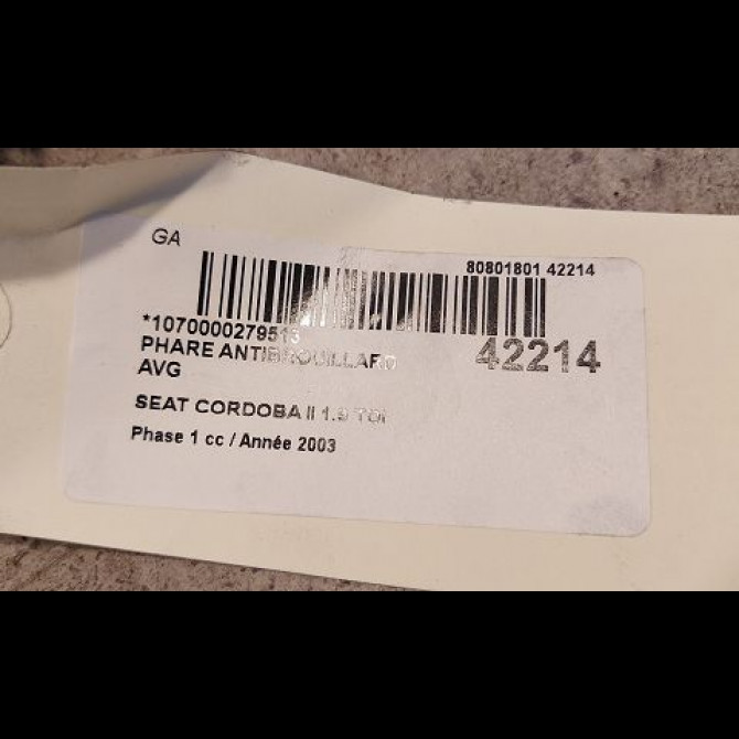 Phare antibrouillard avant gauche occasion SEAT CORDOBA II Phase 1 10-2002->05-2009 1.9 TDI 130ch 6L0941703 3