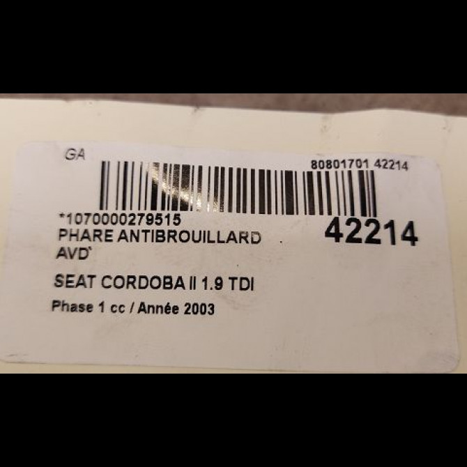 Phare antibrouillard avant droit occasion SEAT CORDOBA II Phase 1 10-2002->05-2009 1.9 TDI 130ch 6L0941703 3