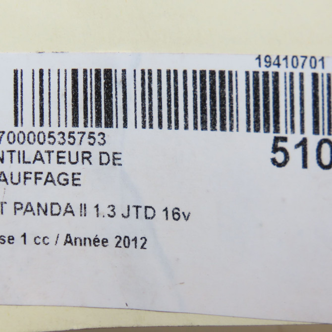 Ventilateur de chauffage occasion FIAT PANDA II Phase 1 09-2003->12-2012 1.3 JTD 16v 75ch 77365876 7