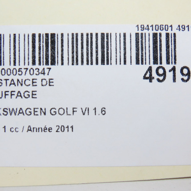 Resistance de chauffage occasion VOLKSWAGEN GOLF VI Phase 1 10-2008->04-2013 1.6 TDI 105ch 6