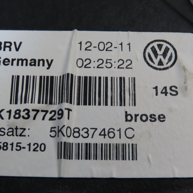 Mecanisme+moteur leve-glace avg occasion VOLKSWAGEN GOLF VI Phase 1 10-2008->04-2013 1.6 TDI 105ch 5