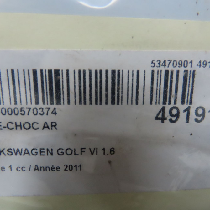 Pare-choc arrière occasion VOLKSWAGEN GOLF VI Phase 1 10-2008->04-2013 1.6 TDI 105ch 6