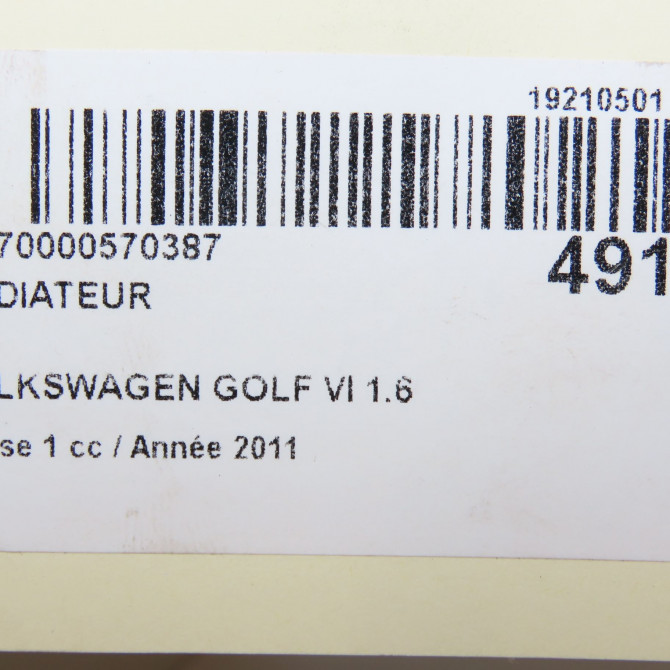 Radiateur occasion VOLKSWAGEN GOLF VI Phase 1 10-2008->04-2013 1.6 TDI 105ch 5