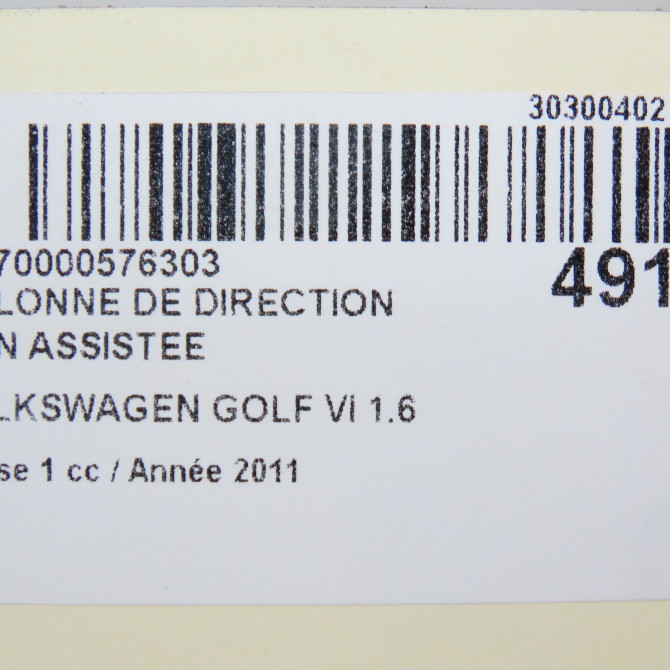 Colonne de direction non assistee occasion VOLKSWAGEN GOLF VI Phase 1 10-2008->04-2013 1.6 TDI 105ch 6