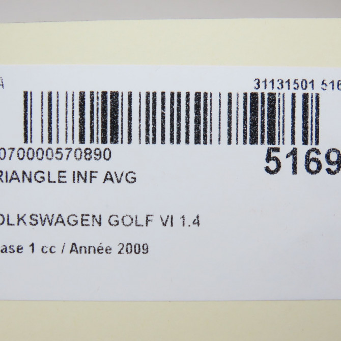 Triangle inf avg occasion VOLKSWAGEN GOLF VI Phase 1 10-2008->04-2013 1.4 TSI 16v 122ch 7
