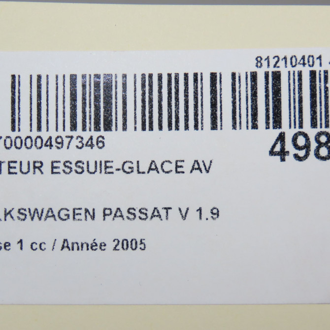 Moteur essuie-glace avant occasion VOLKSWAGEN PASSAT V Phase 1 03-2005->10-2010 1.9 TDI 105ch 3C1955601 6