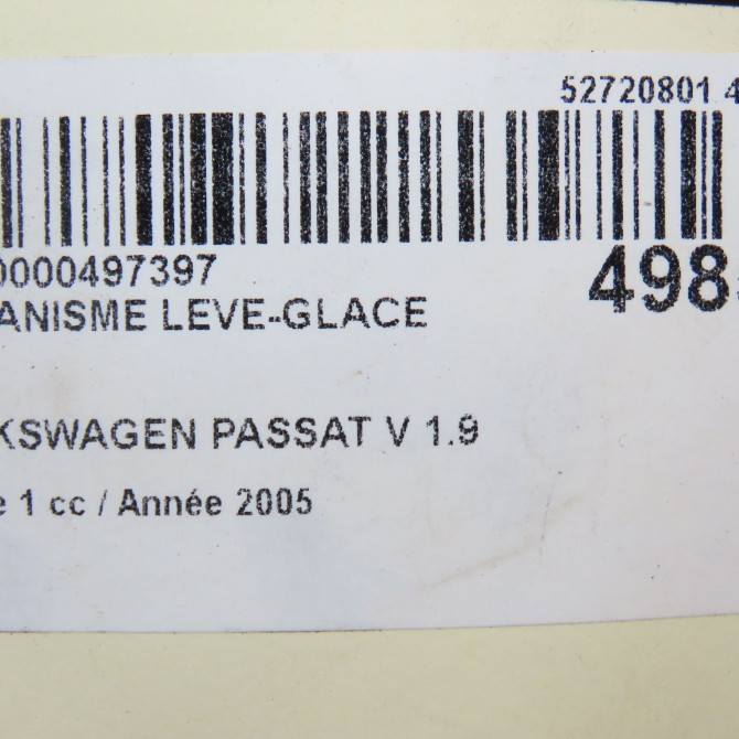Mecanisme leve-glace arrière gauche occasion VOLKSWAGEN PASSAT V Phase 1 03-2005->10-2010 1.9 TDI 105ch 3C5839461K 5