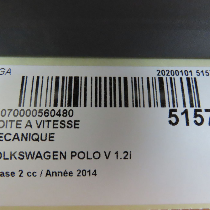 Boîte à vitesse mecanique occasion VOLKSWAGEN POLO V Phase 2 02-2014->... 1.2i 90ch 2T300049S 6