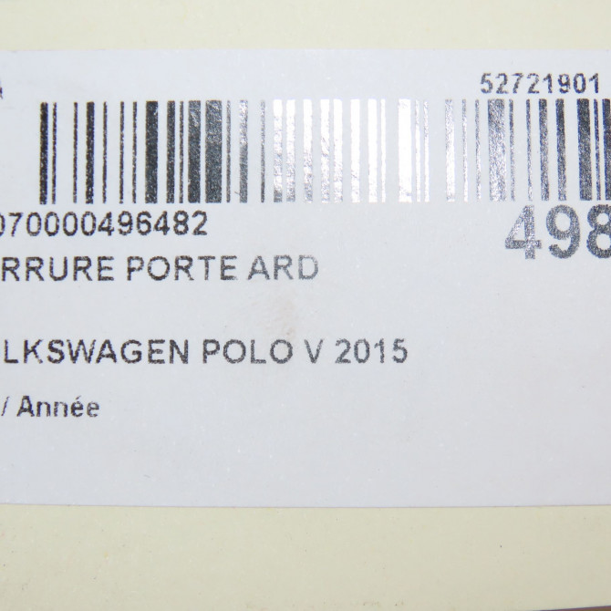Serrure porte ard occasion VOLKSWAGEN POLO V 6C0839014A 6