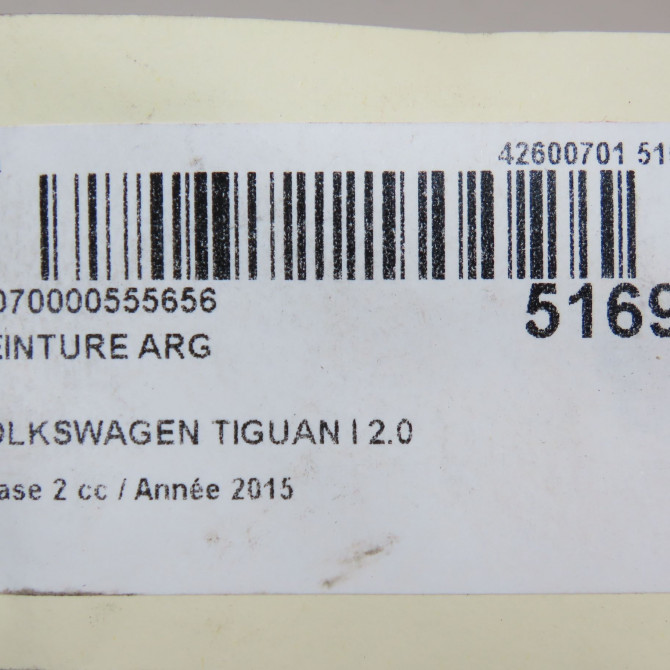 Ceinture arrière gauche occasion VOLKSWAGEN TIGUAN I TIGUAN I Phase 2 2011-04-01->2016-12-31 2.0 TDI 140ch 5N0857805RAA 5