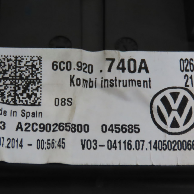Compteur occasion VOLKSWAGEN POLO V Phase 2 02-2014->... 1.2i 90ch 6C0920740A 4