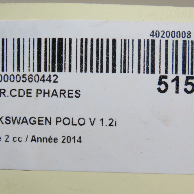 Interrupteur commande de phares occasion VOLKSWAGEN POLO V Phase 2 02-2014->... 1.2i 90ch 5G0941431AGWZU 5