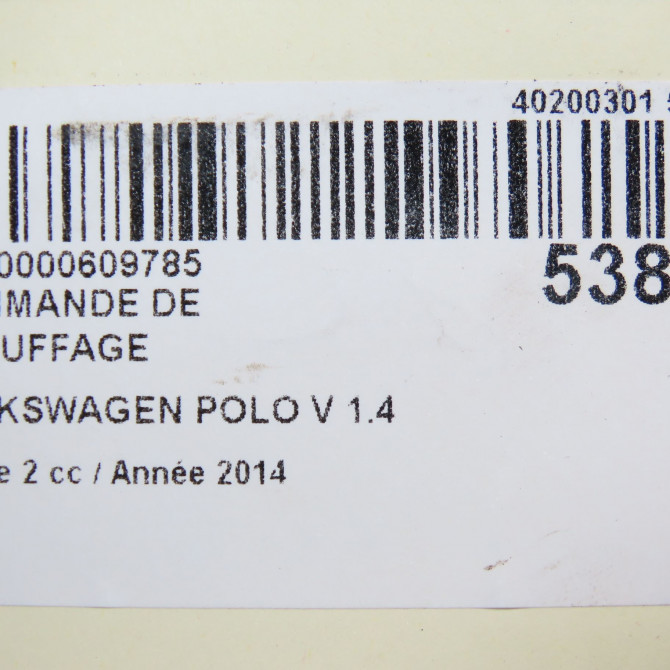 Commande de chauffage occasion VOLKSWAGEN POLO V Phase 2 02-2014->... 1.4 TDI 90ch 6C0820045G 6