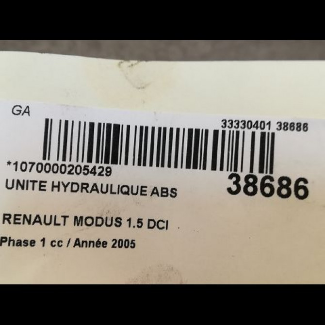 Unité hydraulique ABS occasion RENAULT MODUS Phase 1 09-2004->12-2007 1.5 DCI 80ch 3